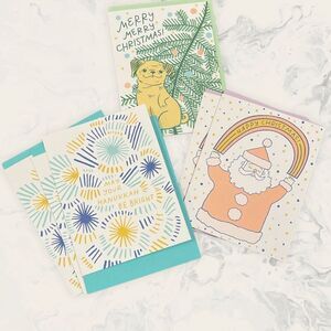 NWOT Set of  6 Christmas Greeting Cards - size 4” x 5 1/2” - multicolor